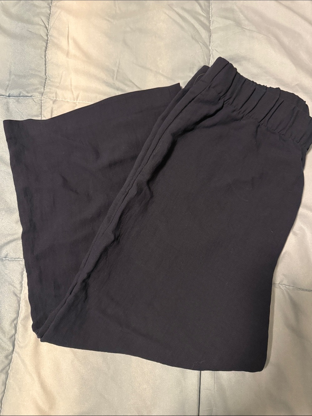 Navy Blue Wide Leg Elastic Waist Pants